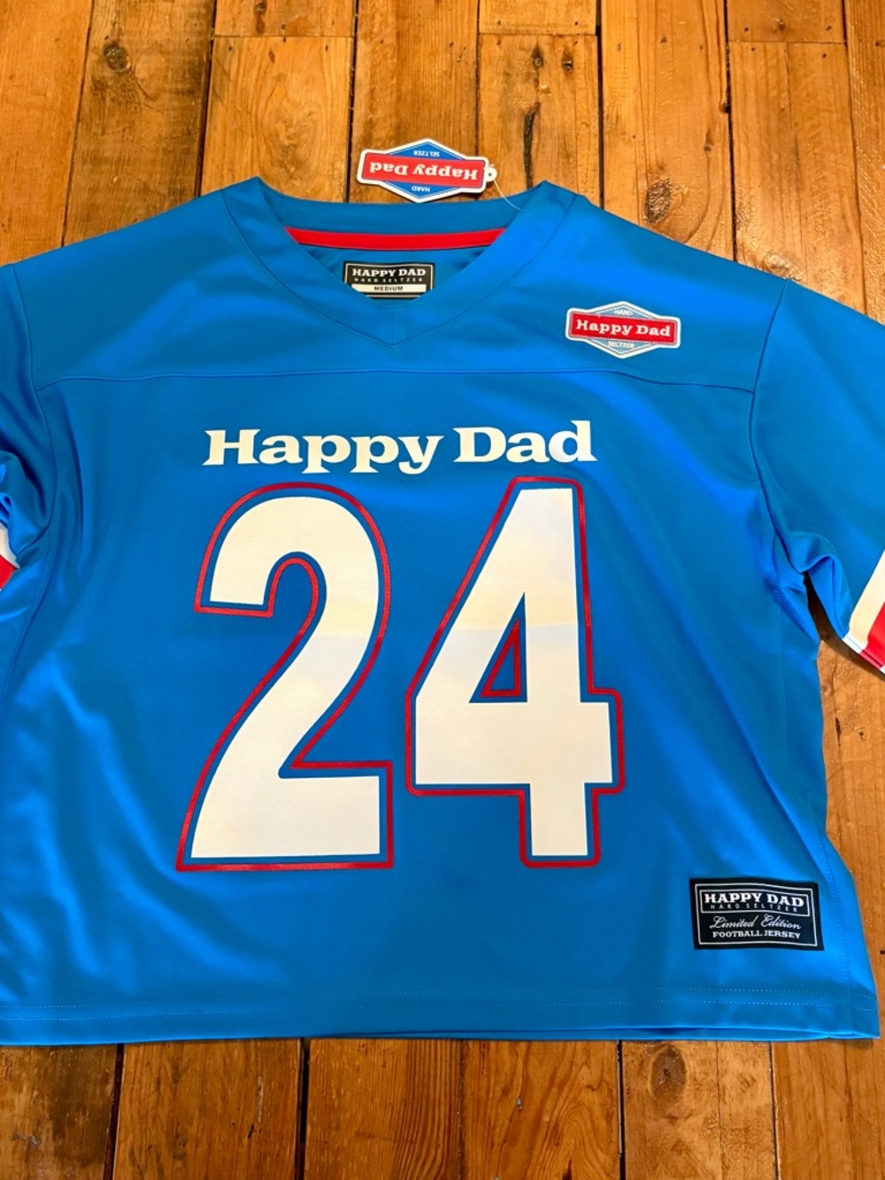 Happy Dad Blue Cropped Football Jersey